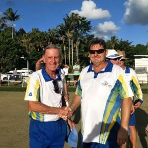 Gary Garlson & Darrell How defeated Paddy Mitchell & Les Pate 17 – 16
